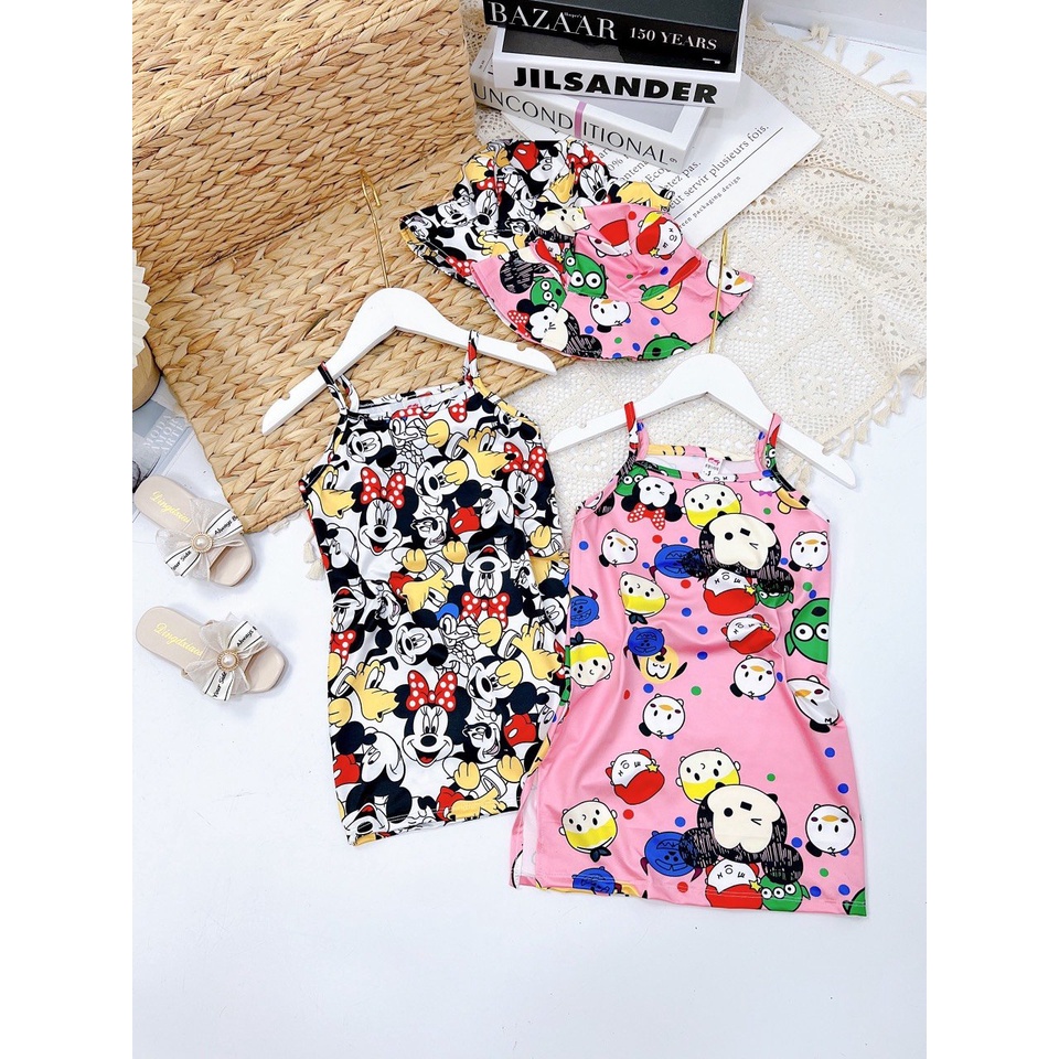 Váy bé gái từ 10kg đên 32kg hoạt hình 3D tặng kèm mũ đội đầu TTR9 TTN10