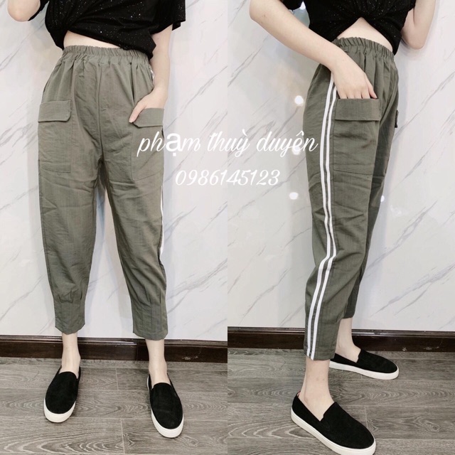 Quần baggy đũi 2 sọc túi trước hàng Quảng Châu