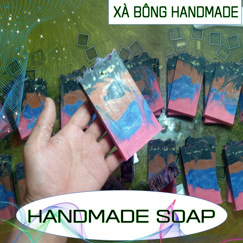 Xà phòng hữu cơ handmade. Ngừa mụn lưng hiệu quả. Tặng túi lưới tạo bọt, tặng móc treo xà phòng.