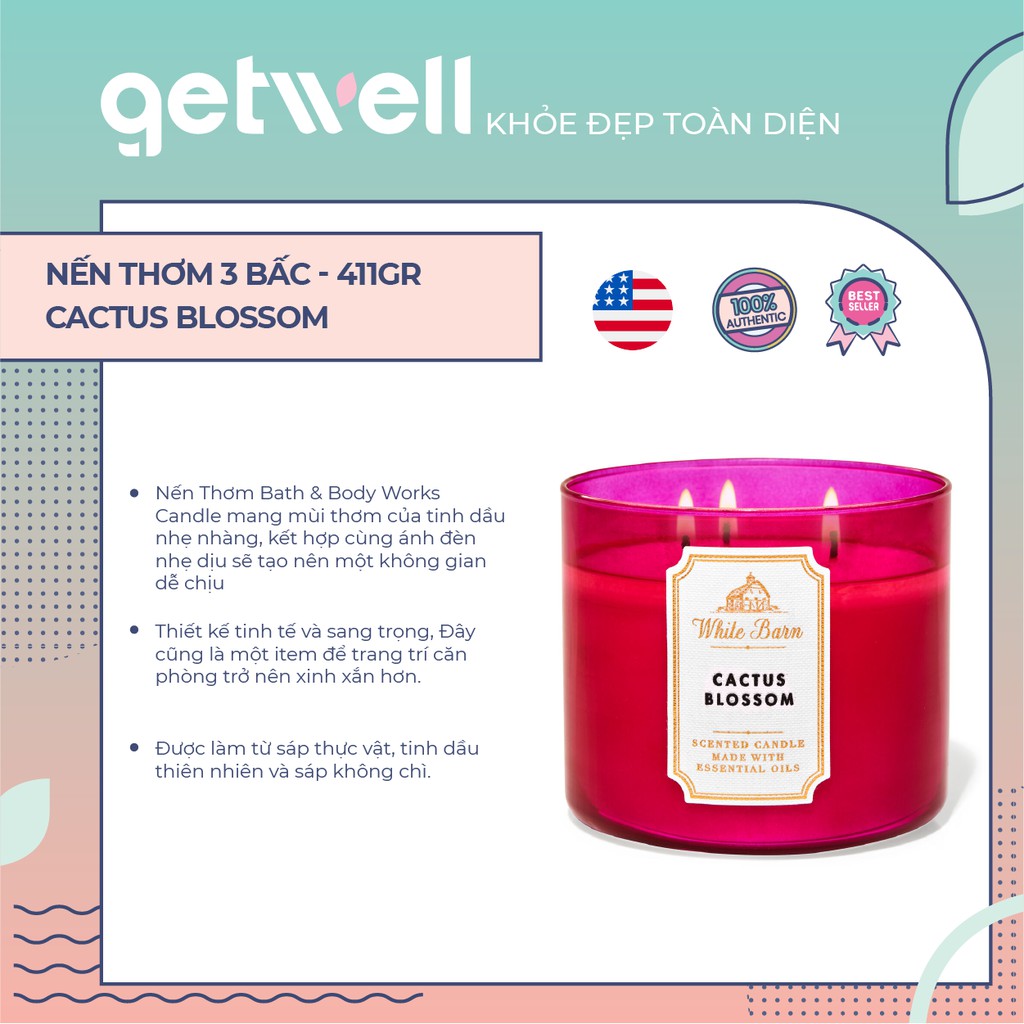 NẾN THƠM 3 TIM BATH BODY WORKS CACTUS BLOSSOM 411G