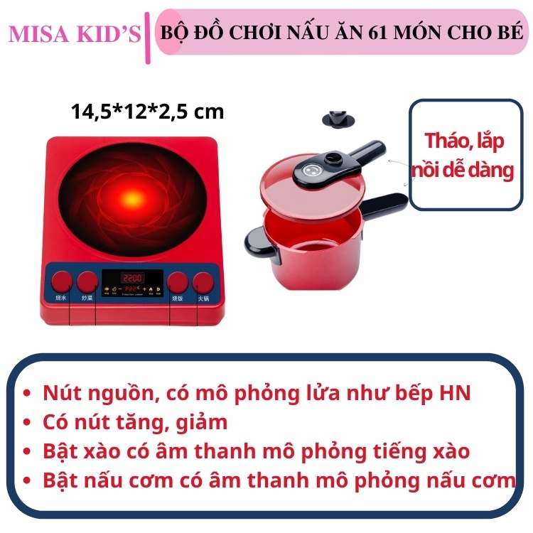 Bộ đồ chơi nhà bếp cho bé kitchen mô phỏng đồ dùng nhà bếp 36 món gồm bếp, nồi và hoa quả cho bé