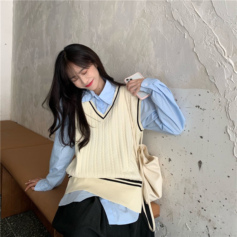 Áo len không tay cổ chữ V thiết kế mới thời trang dành cho nữ | BigBuy360 - bigbuy360.vn