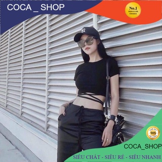 Áo croptop nữ dây eo ,cộc tay dáng ngắn đan dây 2 màu b006