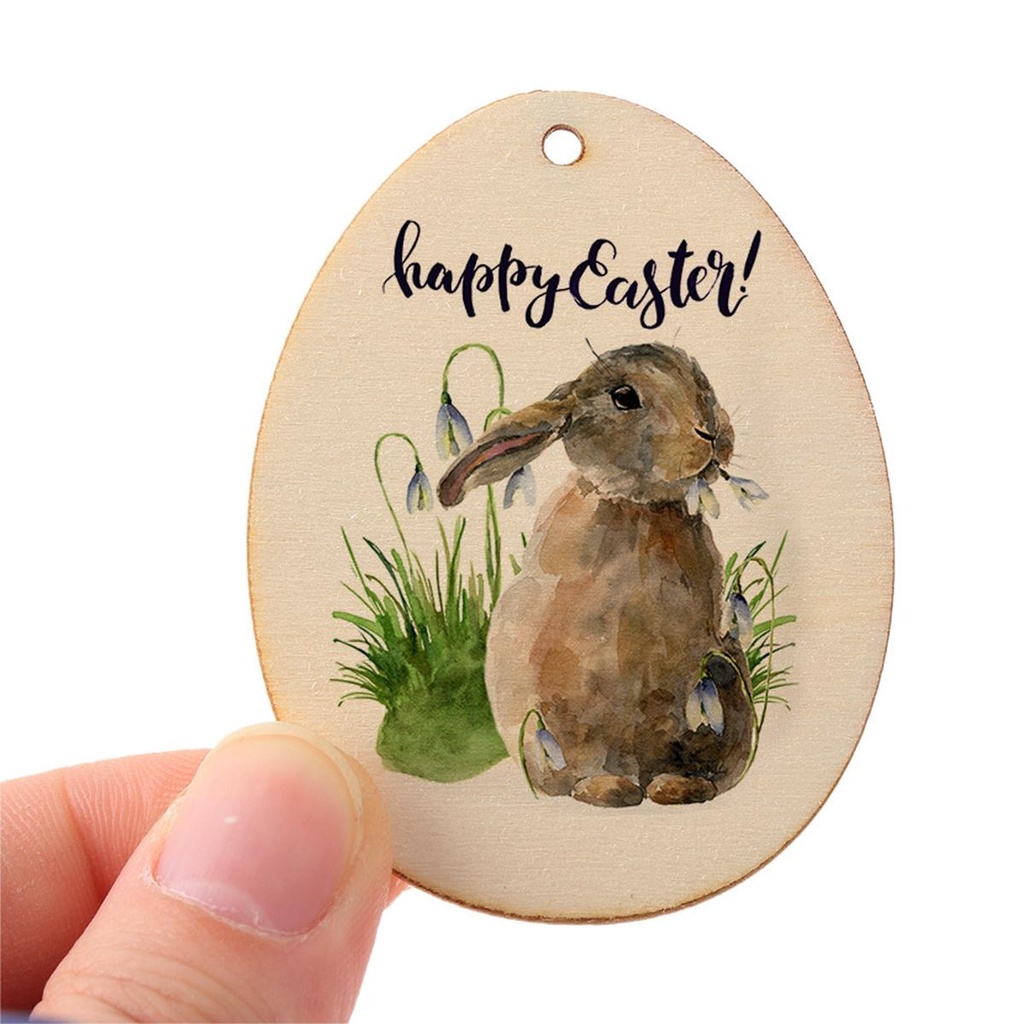 YIYU Phụ Kiện Trang Trí Bằng Gỗ Hình Quả Trứng Phục Sinh DIY