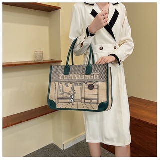 Túi Công Sở Canvas Vintage phối da Size to