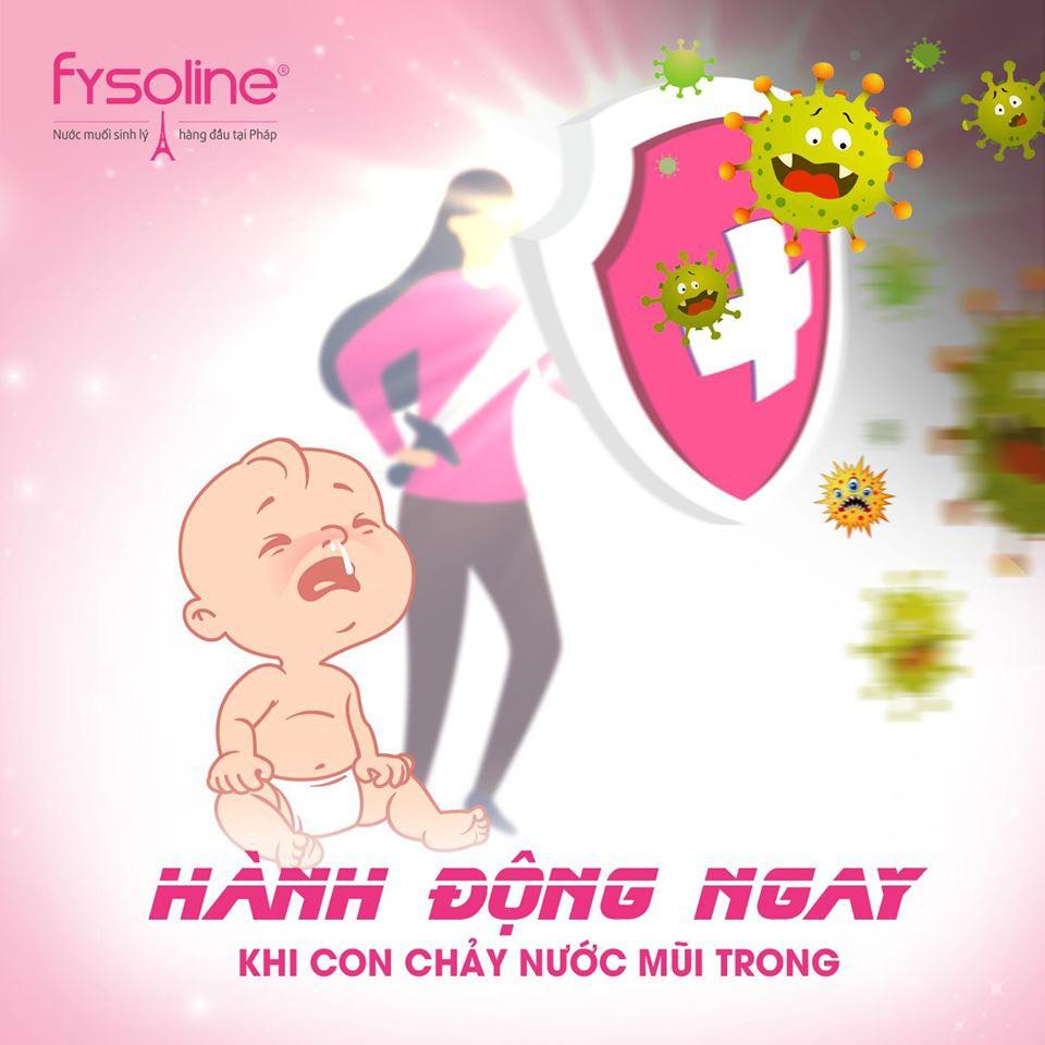 Nước muối sinh lý Fysoline Pháp (Hộp Hồng+Vàng)