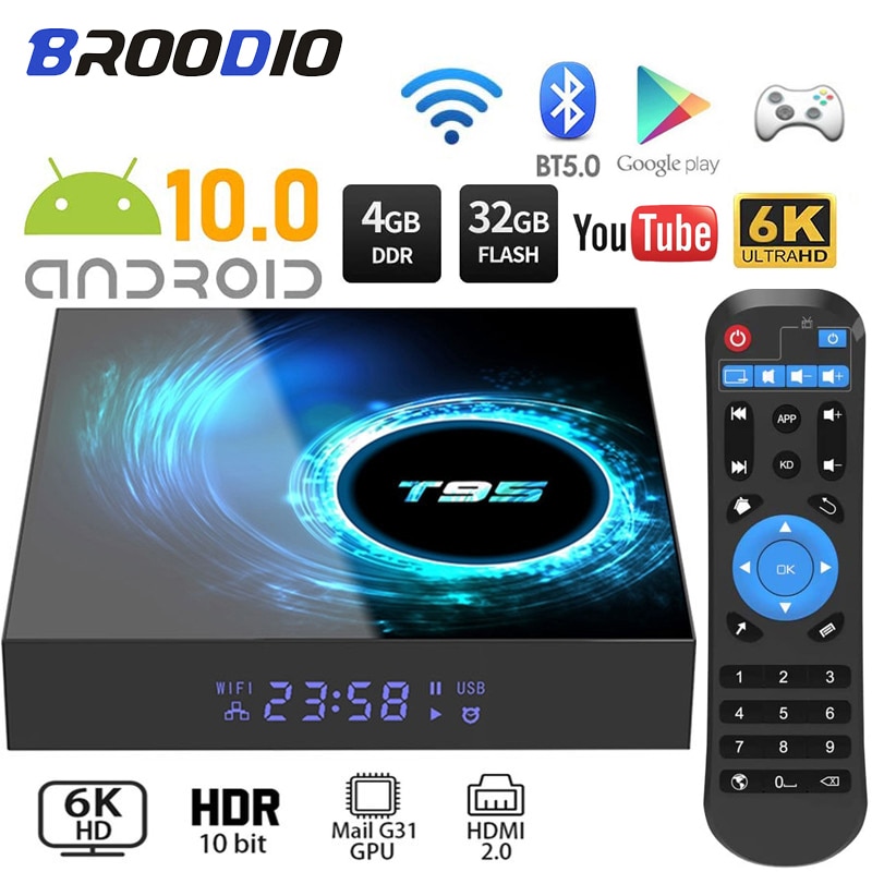 Đầu Tv Box T95 Android 10.0 4g 64gb 128gb 6k Youtbe 2.4g Wifi Tv Box Android Set-Top 2gb 16gb Và Phụ Kiện