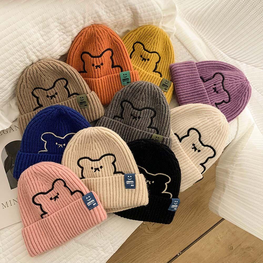 Mũ Len Beanie Họa Tiết Kẻ Sọc Dễ Thương Thời Trang Thu Đông WMES15H