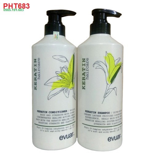 Bộ Dầu Gội Xả Evuar Keratin Chống Rụng Tóc 758ml