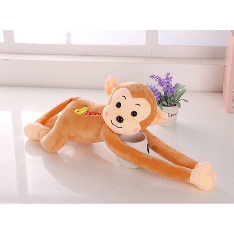 5 Màu Thú Bông KHỈ TAY DÀI - Tay Cúc Bấm cho Bé - Lông Nhung Mềm Mịn - Xịn Xò