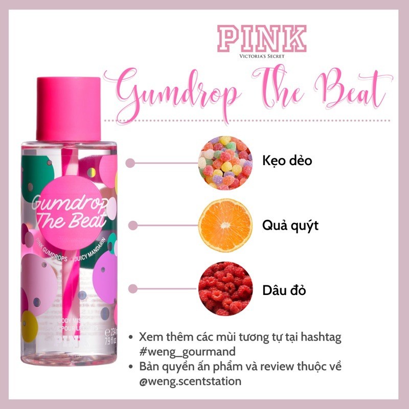 Xịt thơm toàn thân Victoria’s Secret dòng Pink: Gumdrop The Beat
