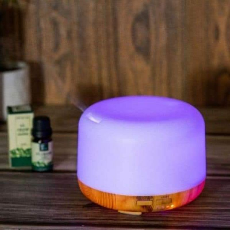 Máy Xông Tinh Dầu Trụ Trong Đế Gỗ 300ml