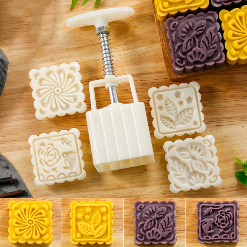 Set 4 Khuôn Làm Bánh Trung Thu 75g Diy