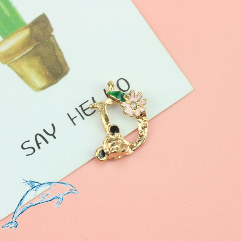 Bộ Phụ Kiện Làm Trang Sức Thủ Công Bằng Hợp Kim Họa Tiết Hoa Lá Và Chữ Tiếng Anh