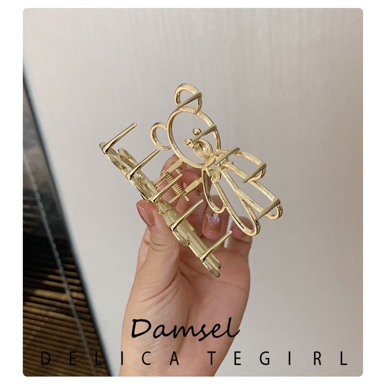 Kẹp Tóc Kim Loại Hình Gấu Dễ Thương Phong Cách Hàn Quốc Dành Cho Bạn Nữ