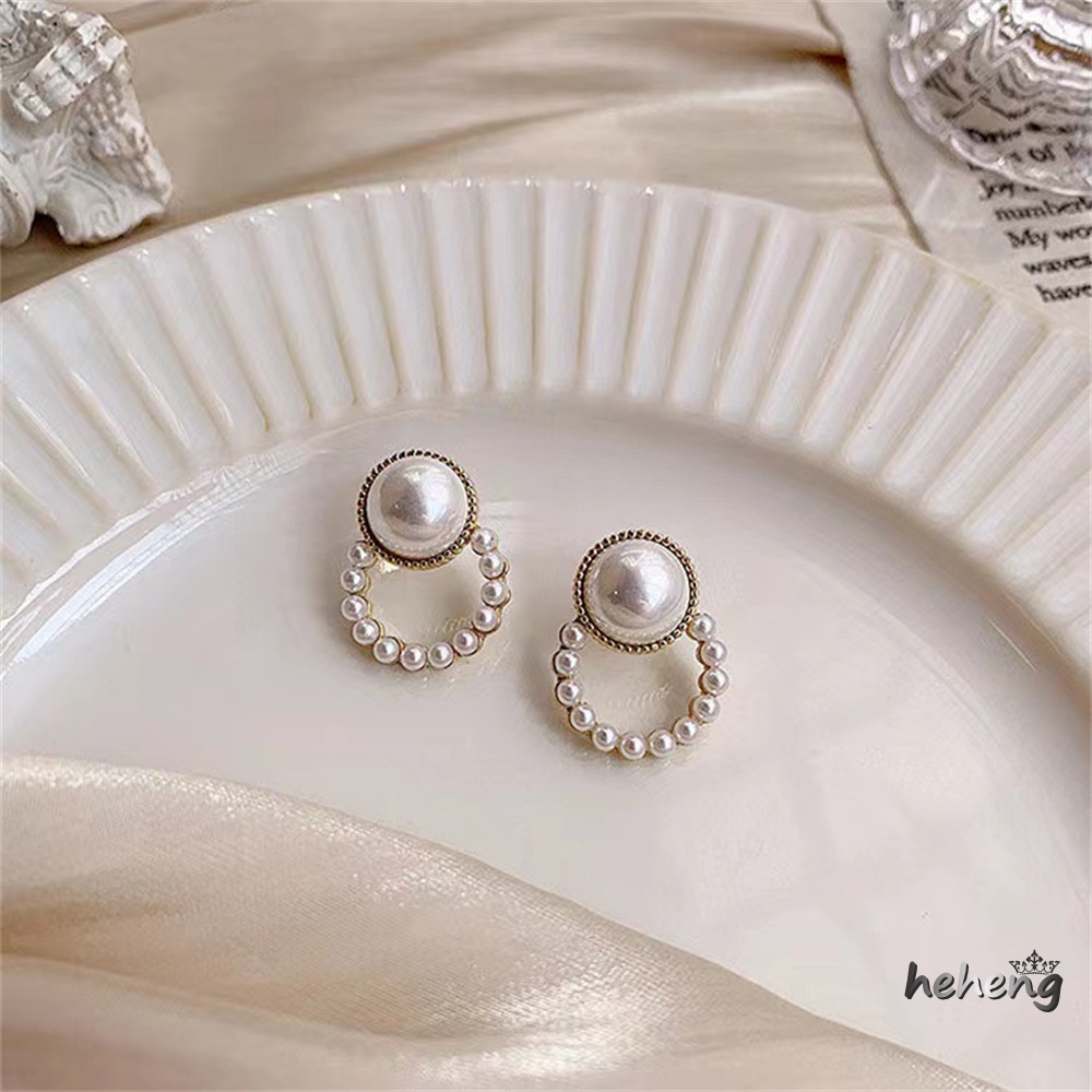 Bông Tai Tròn Đính Ngọc Trai Bằng Hợp Kim Thời Trang 1 Cặp