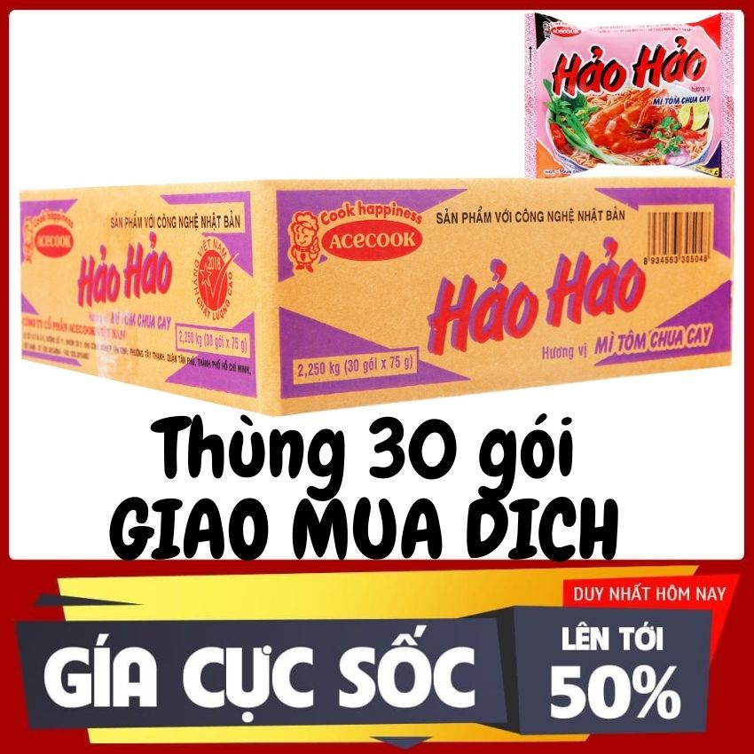 THÙNG MÌ TÔM HẢO HẢO CHUA CAY (30 gói)