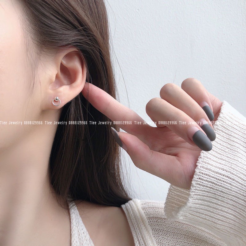 Khuyên tai bạc nữ TLEE tròn bi nhỏ nhắn basic TleeJewelry B0211