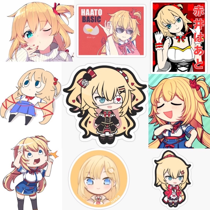 Ảnh dán Sticker AKai Haato Hololive 30-60 cái ép lụa khác nhau /Hình dán decal Akai Haato
