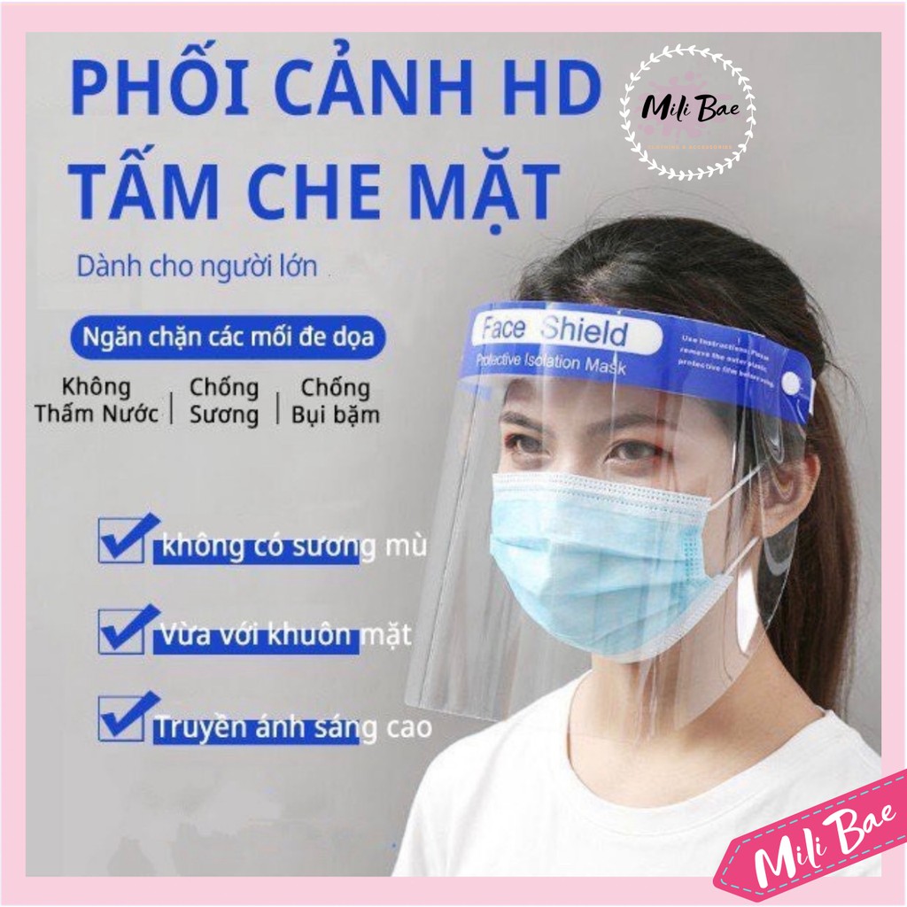 Tấm Chắn Chống Giọt Bắn Trong Suốt Face Shield, Mặt Nạ Bảo Hộ Chống Dịch Chống Bụi Nhựa Trong Suốt HD