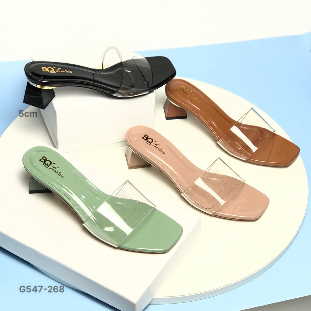 Guốc nữ BQ ❤️FREESHIP❤️ Dép cao gót nữ quai trong gót hình thoi mới G547-268