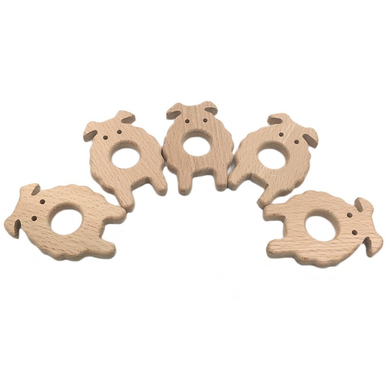 Đồ Chơi Gặm Nướu Hình Chú Dê Bằng Gỗ Tự Nhiên An Toàn Cho Bé