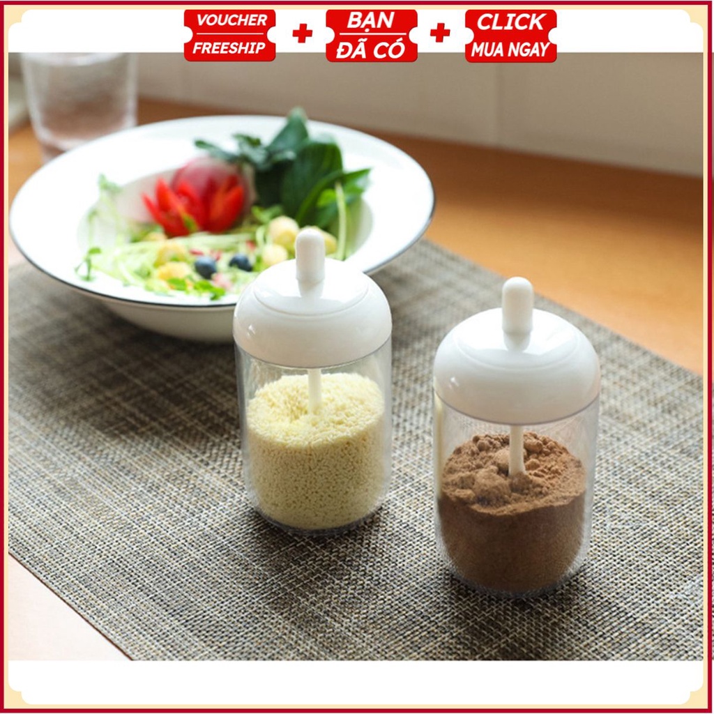 Set 3 Hũ Lọ Đựng Gia Vị KÈM MUỖNG Thìa Hiện Đại S6