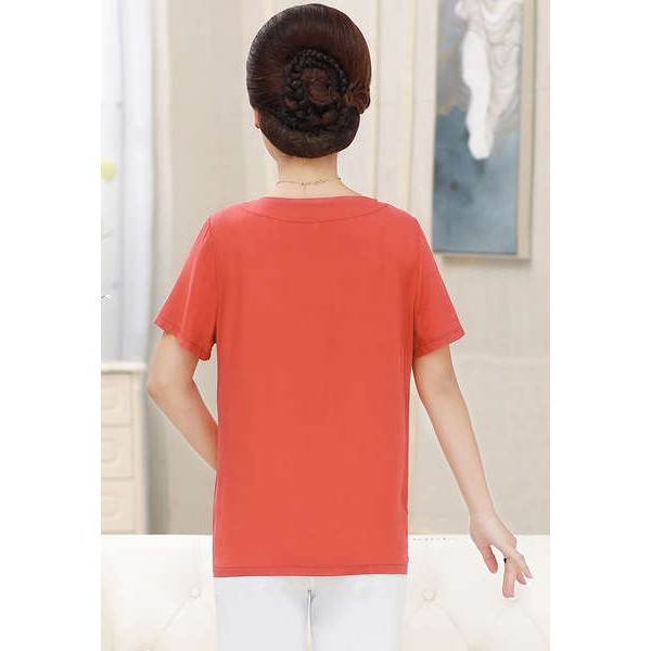 ❤Áo cánh cộng với kích thước ❤Áo thun cotton lanh tay ngắn thời trang mùa hè mới cho phụ nữ trung niên 40-50 tuổi