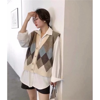 Áo gile quả trám nâu be