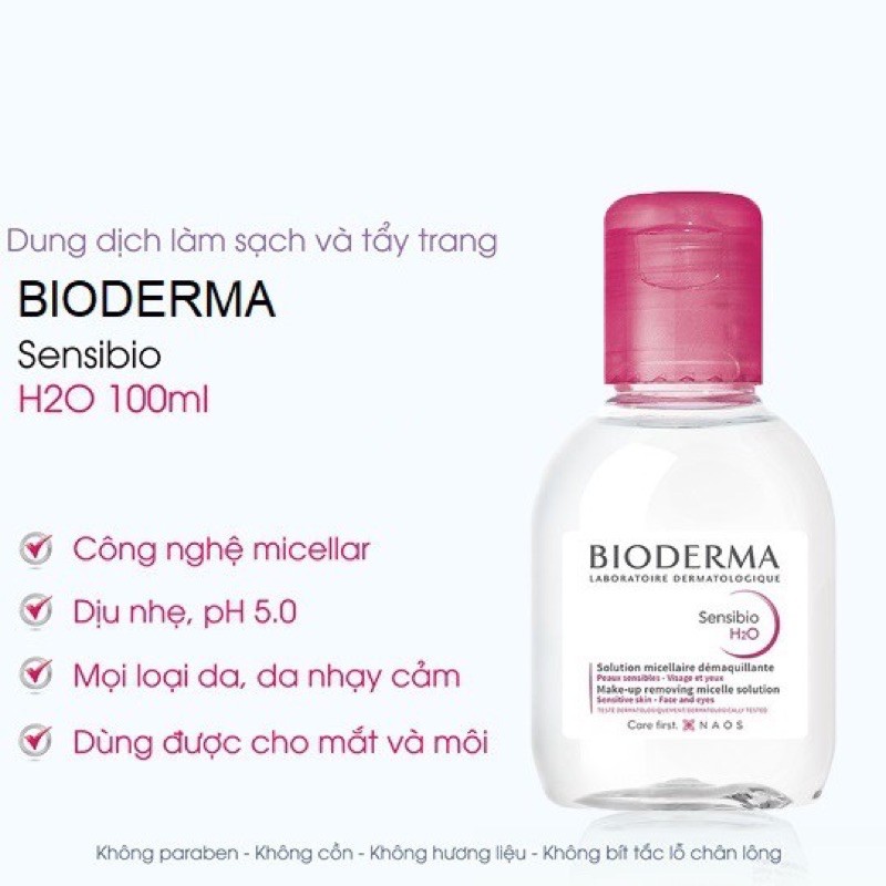 Nước tẩy trang Bioderma [ CHÍNH HÃNG ] 100ml và 500ml dành cho da nhạy cảm, da dầu, da khô ngăn ngừa mụn hiệu quả !