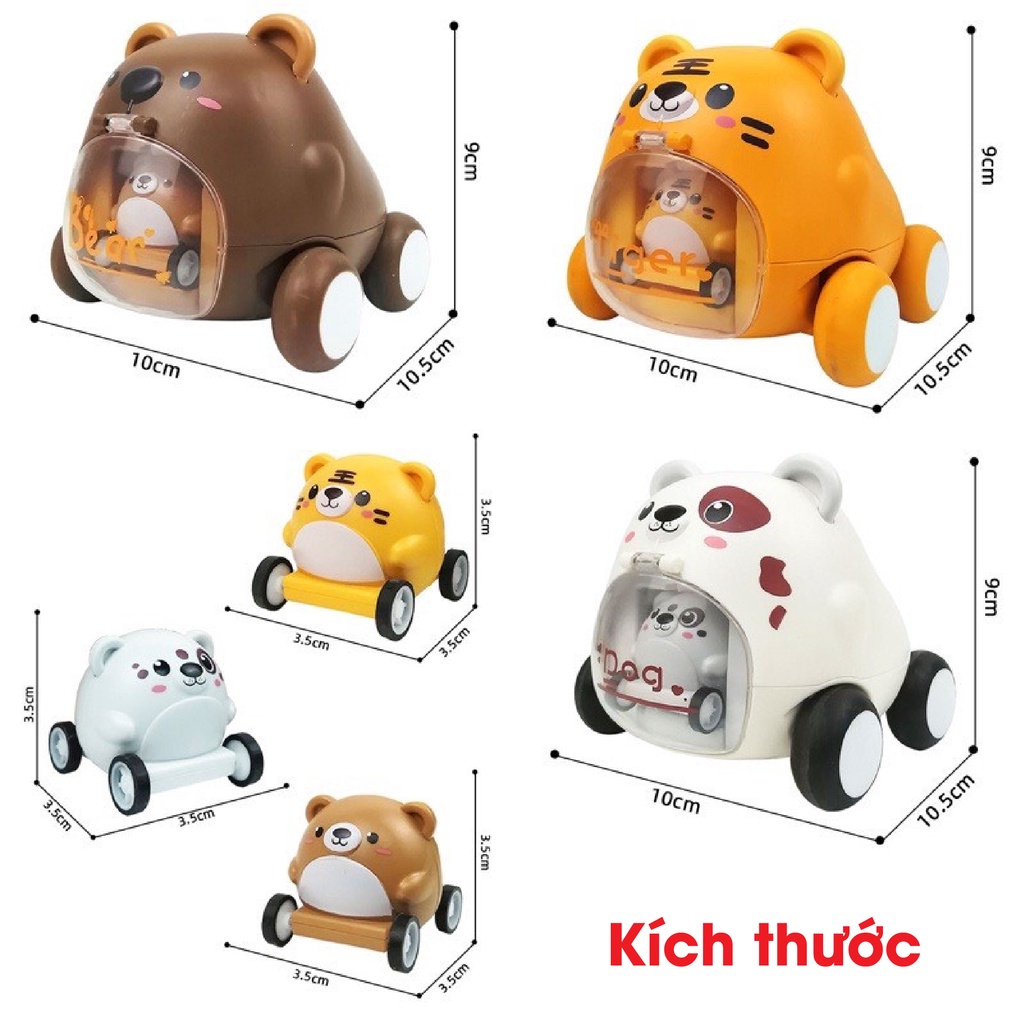Xe Ô Tô Đồ Chơi Hình Hổ Vàng Gấu Nâu Chó Trắng Ngộ Nghĩnh Đáng Yêu Cho Bé Trai Bé Gái