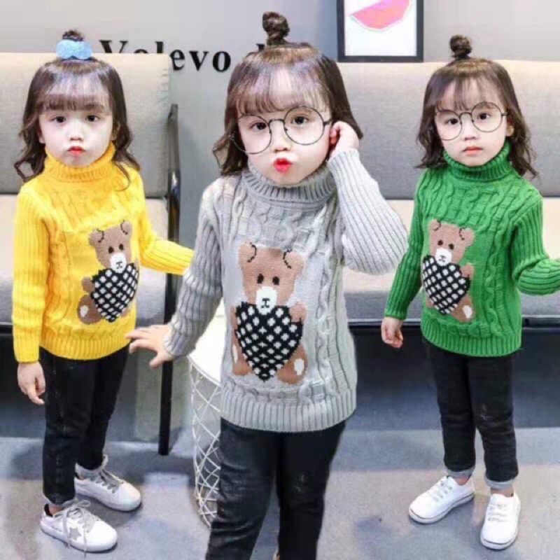 ❌SIÊU RẺ❌ÁO LEN VẶN THỪNG HÌNH GẤU CHO BÉ