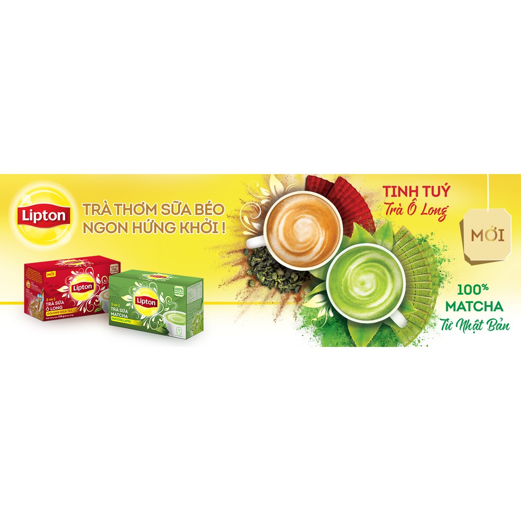 Combo 2 Hộp Trà Sữa Lipton vị Matcha và vị Ô Long (8 Gói x 17g)