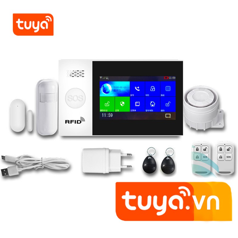 Bộ Báo Động Không Dây Màn Hình Cảm Ứng Wifi GSM Tuya SHP-CK11