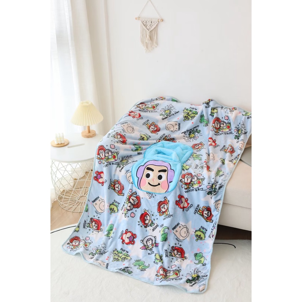 Chăn Lông Cừu San Hô Dày Dặn Họa Tiết Hoạt Hình Dễ Thương