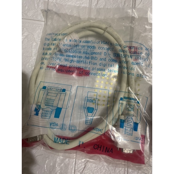 Dây vga 1.5m có cục chống nhiễu màu trắng chuẩn 3+4