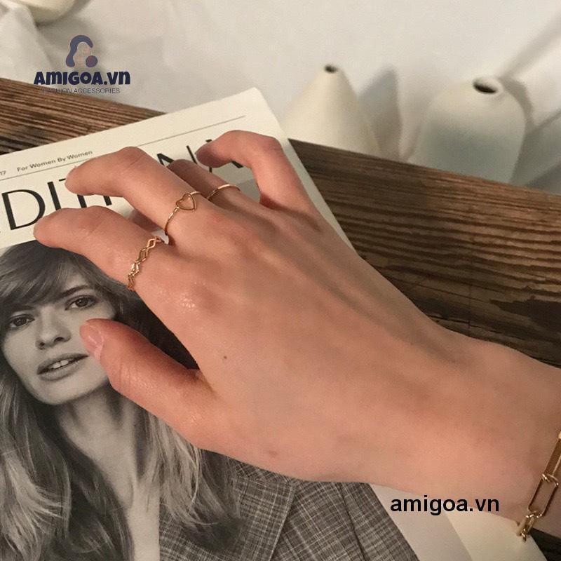 ✨✨Bộ 4 nhẫn hợp kim thiết kế thanh lịch hợp thời trang