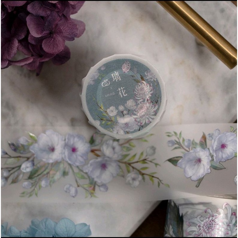 Krisna.room ♡ Hãng Loisdesign- 1 chu kì 90cm cuộn băng dán hình hoa Begonia & Dahlia