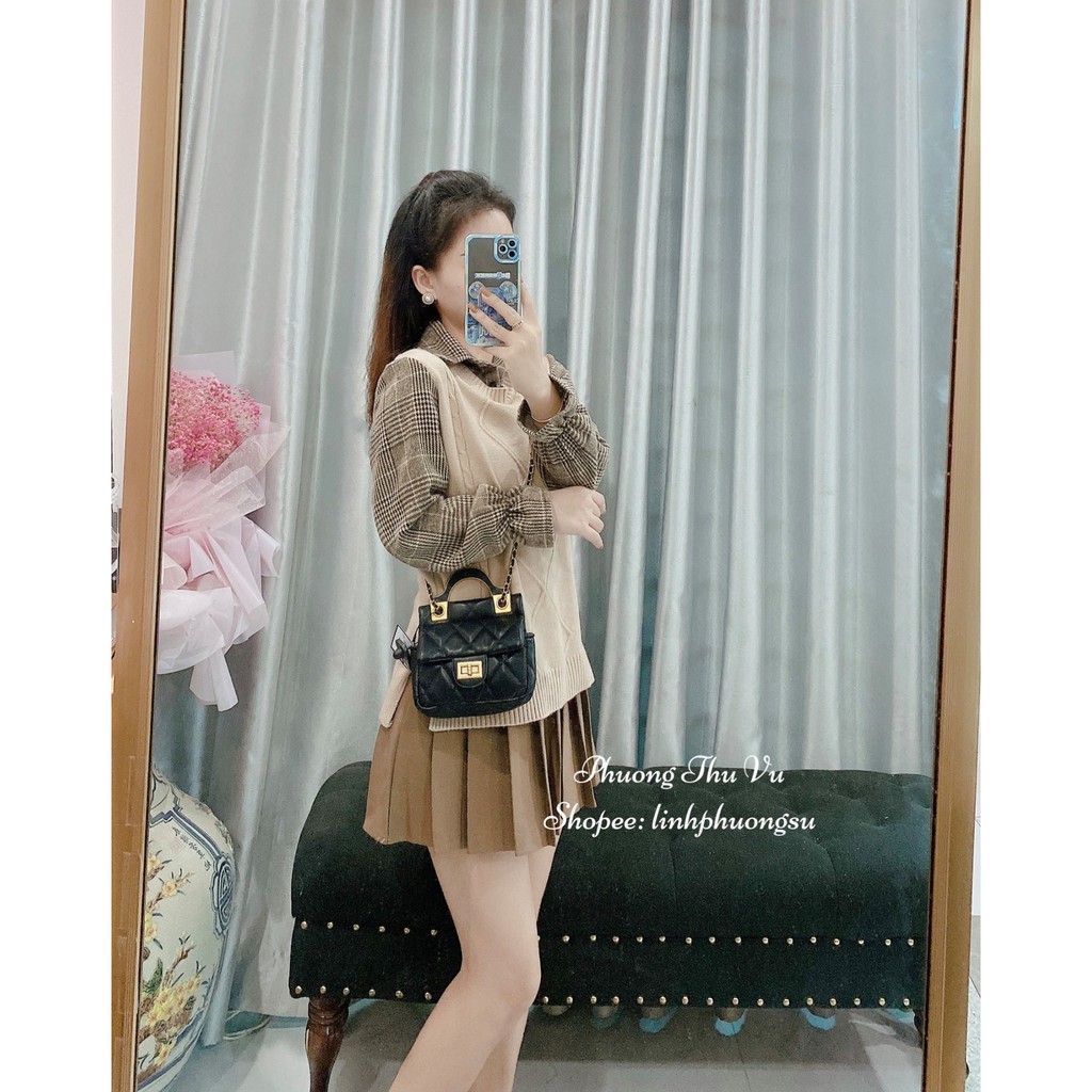 (Hàng Có Sẵn - Rẻ Nhất) ÁO LEN QUẢ TRÁM PHỐI DẠ KẺ MỀM | BigBuy360 - bigbuy360.vn