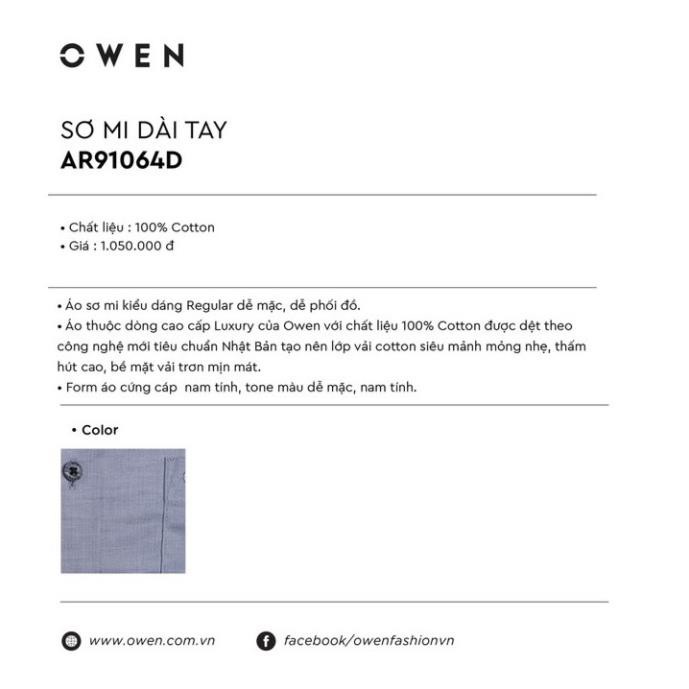 Sale Chính Hãng OWEN LUXURY - Áo sơ mi dài tay Owen dòng cao cấp 91064 hot 🌺 neww * ! %