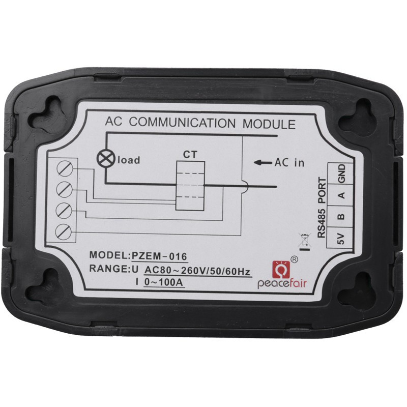 Peacefair AC Single Phase Watt Energy Meter RS485 bus 220V 100A