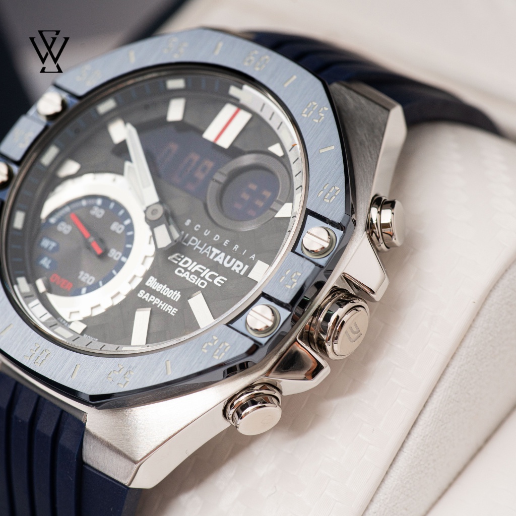 Đồng Hồ Quartz Nam Casio Edifice WATCHSTORE ECB-10AT-1ADF, Mặt Kính Sapphire 48.5mm, Dây Nhựa, Vỏ Thép Không Gỉ