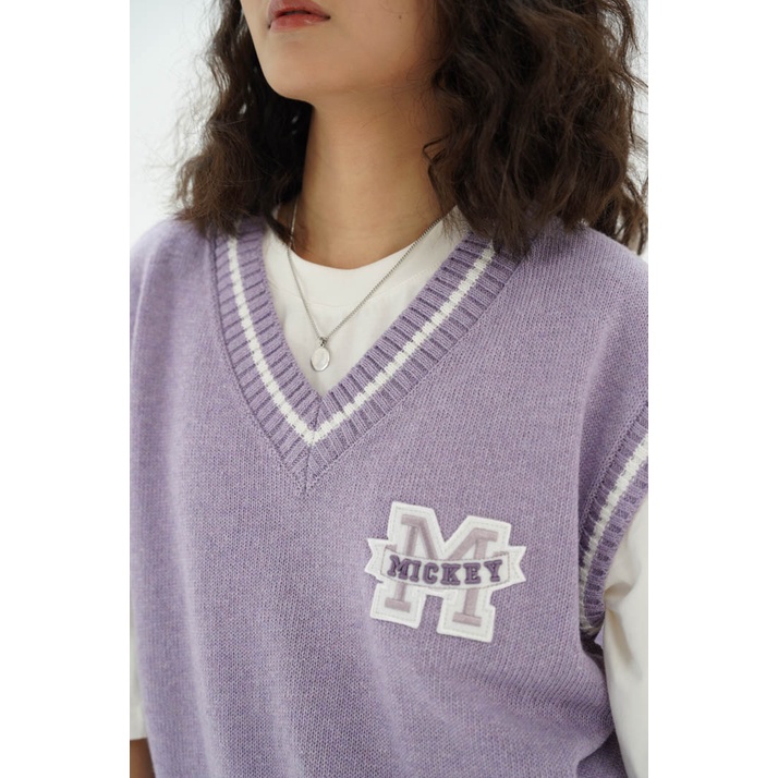 Áo Len Gile Unisex BOO Dáng Rộng Đính Logo Mickey BZL Phong Cách