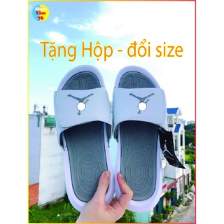 Dép  quai ngang jor.dan hyro 6  bóng rổ  nữ màu xám trắng tặng hộp + freeship  hàng quảng châu loại 1 kèm tag mác đầy đủ