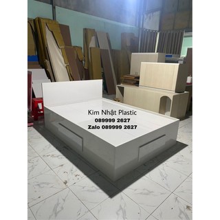 giường ngủ nhựa Đài Loan full trắng đẹp thiết kế yêu cầu FREESHIP