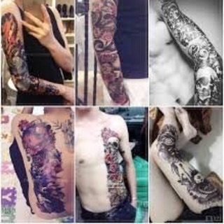 Hình xăm tattoo kín tay, nửa người, nửa lưng 17x48cm
