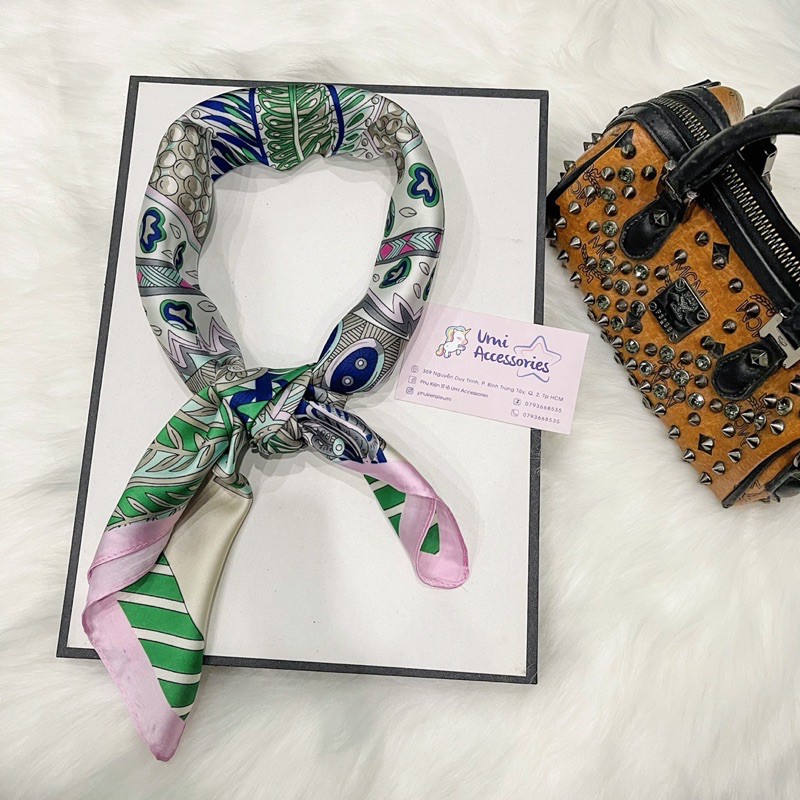 Khăn Bandana Khăn Lụa Vuông Họa Tiết Hoa Độc Lạ Hot Trend UMI K21