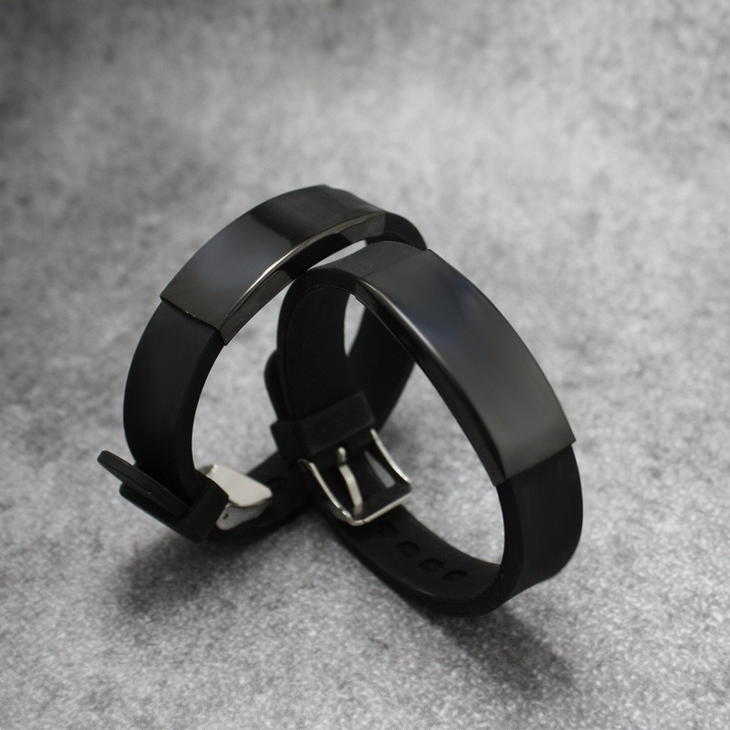 2020 Phong Cách Thoáng Mát Nam Vòng Tay Silicon Đen Thép Không Gỉ Cao Su Dây Đeo Tay Vòng Tay Cho Phụ Kiện Trang Sức