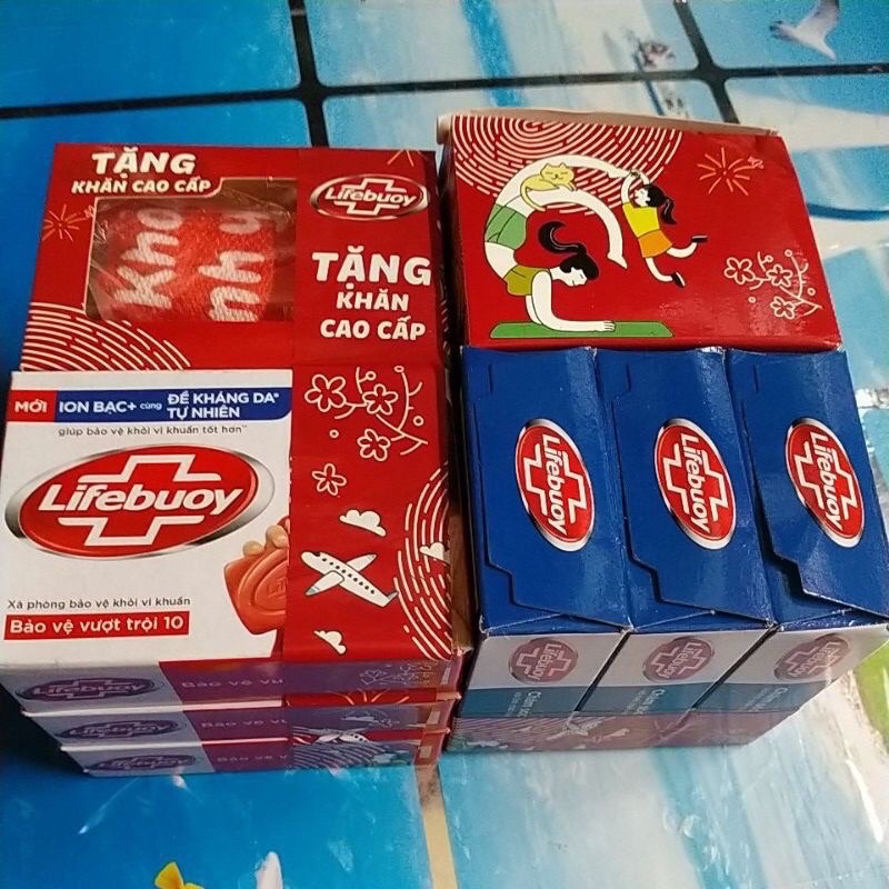 Combo 3 xà bông cục Lifebuoy Bảo Vệ Vượt Trội tặng khăn