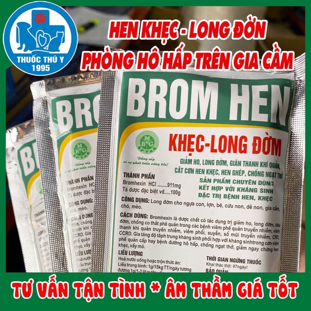 HEN KHẸC LONG ĐỜM hỗ trợ giảm ho, long đờm, phòng bệnh đường hô hấp trên vật nuôi, thú cảnh, gà đá, chim